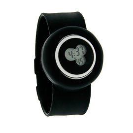Relógio preto de quartzo do alarme de Digitas da geléia do XL 43MM do relógio do punho do silicone