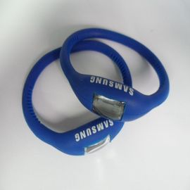 Relógio branco/azul do punho do silicone, relógio de pulso de quartzo dos esportes com o botão ajustável do tempo