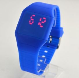 Silicone azul/branco da forma conduziu a correia 100% do silicone do relógio para meninos e meninas