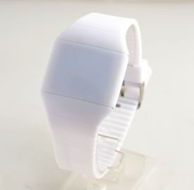 Silicone azul/branco da forma conduziu a correia 100% do silicone do relógio para meninos e meninas