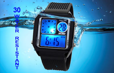 O relógio análogo do LCD da faixa do plutônio do luminoso do EL, alarma relógios de pulso de Digitas
