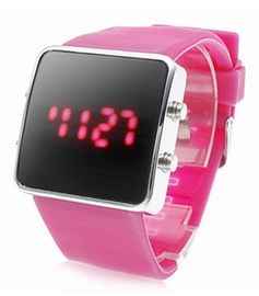 Relógio de pulso cor-de-rosa original do diodo emissor de luz Digital do silicone para o adolescente, relógio do toque do diodo emissor de luz