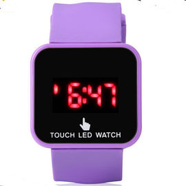 Relógio de pulso roxo do diodo emissor de luz Digital para o exemplo plástico da menina + o ODM do OEM do punho do silicone
