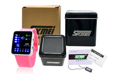 Relógios cor-de-rosa do binário do luminoso do EL do relógio de pulso do diodo emissor de luz Digital do silicone