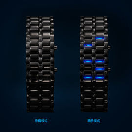 Relógio conduzido azul do bracelete do samurai feito sob encomenda do ferro do relógio da banda de metal para homens