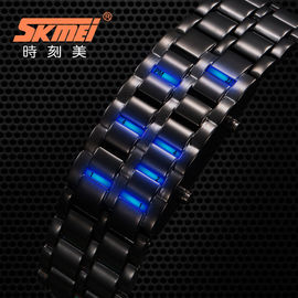 Relógio conduzido azul do bracelete do samurai feito sob encomenda do ferro do relógio da banda de metal para homens