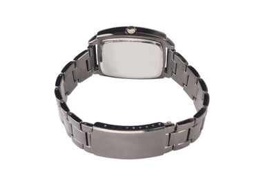 Relógio de pulso retangular luxuoso do metal da resistência de água para homens/mulheres