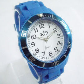 Gelo branco azul clássico 43MM do relógio de quartzo do silicone dos homens do seletor nenhuma data