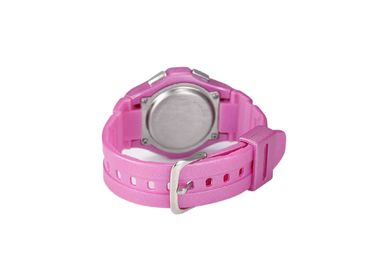 As mulheres redondas do plutônio do rosa Waterproof o relógio do esporte com o relógio de pulso do presente do alarme do LCD