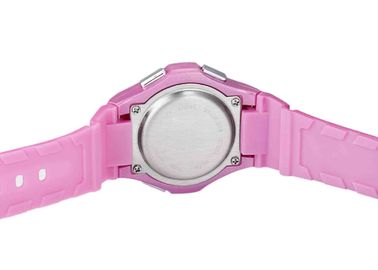 As mulheres redondas do plutônio do rosa Waterproof o relógio do esporte com o relógio de pulso do presente do alarme do LCD