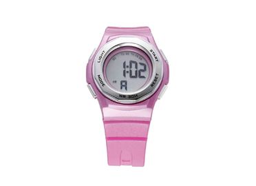 As mulheres redondas do plutônio do rosa Waterproof o relógio do esporte com o relógio de pulso do presente do alarme do LCD