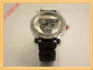 Relógio de cristal do punho do silicone do leopardo vermelho/preto não corrosivo