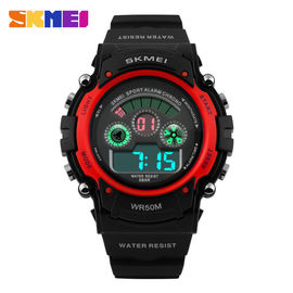 Caixa vermelha 44MM do relógio Multifunction colorido dos esportes da luz da parte traseira do EL para unisex