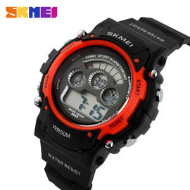 Caixa vermelha 44MM do relógio Multifunction colorido dos esportes da luz da parte traseira do EL para unisex